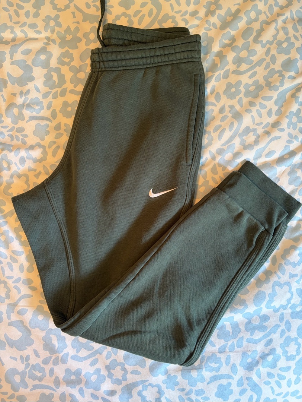 Nike Green Men's Fleece Joggers with White Swoosh